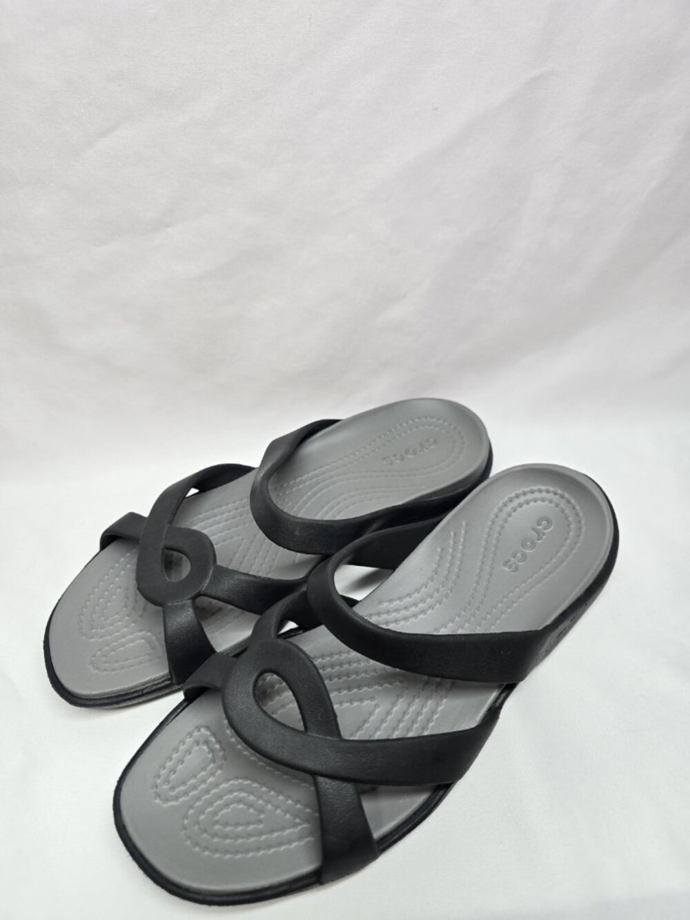 Crocs Meleen Twist Sandals Slip On Shoes Slides Women’s Size 8 Black/Grey